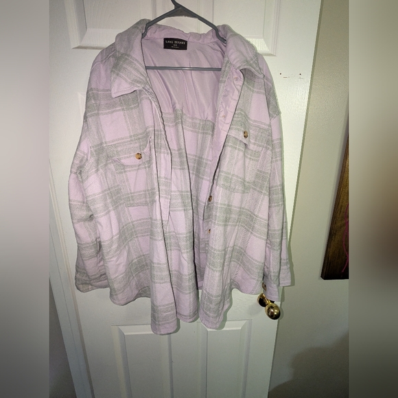 Lane Bryant Plaid Jacket in Light Pink and Gray - Picture 1 of 4